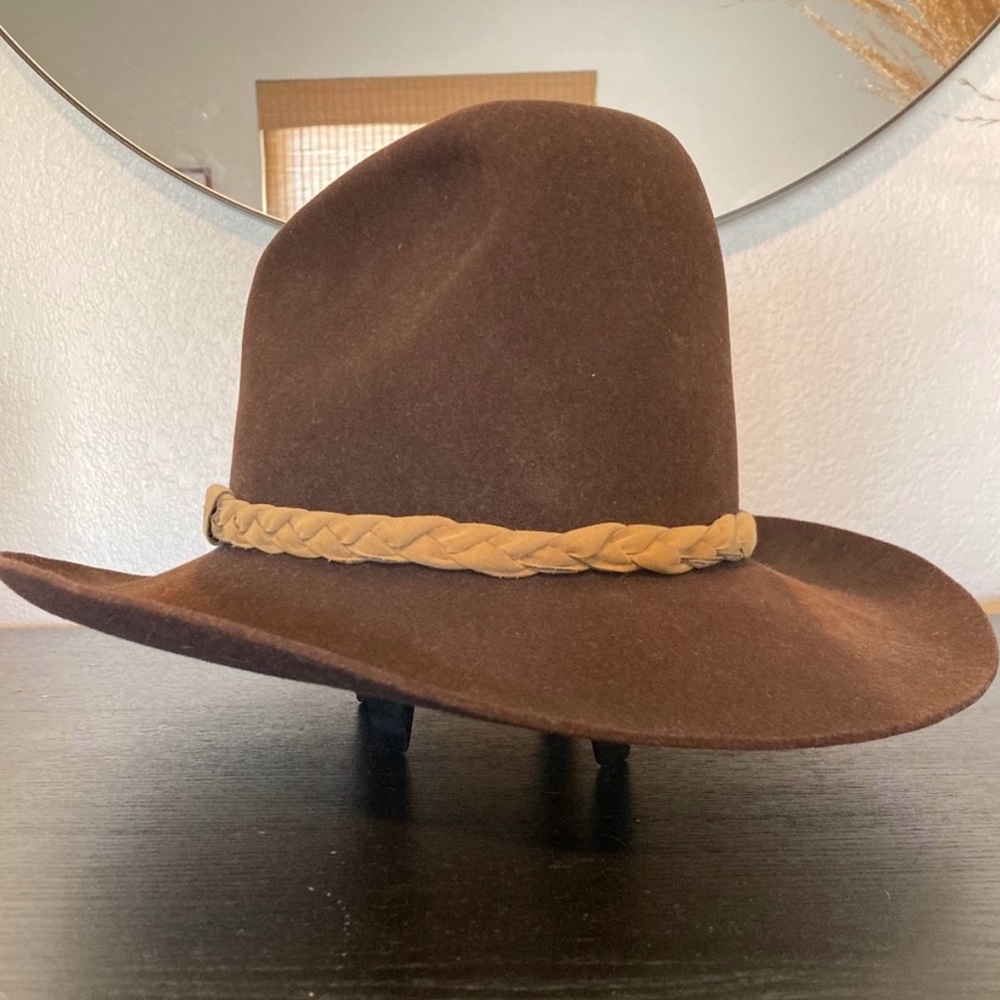 Brown and Tan Western Style Felt Hat